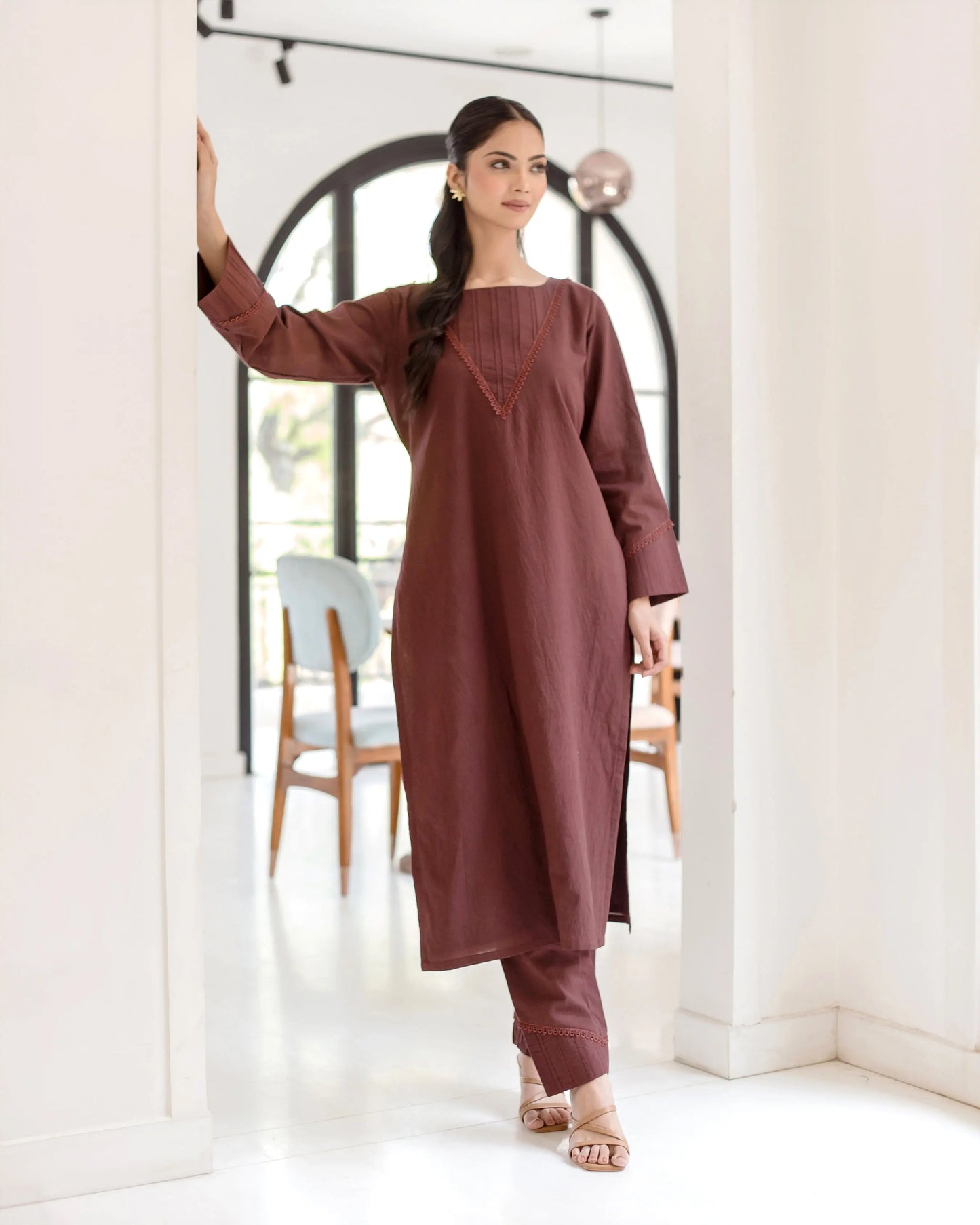 Sepia Bown Solid Cotton Coord Set My Store