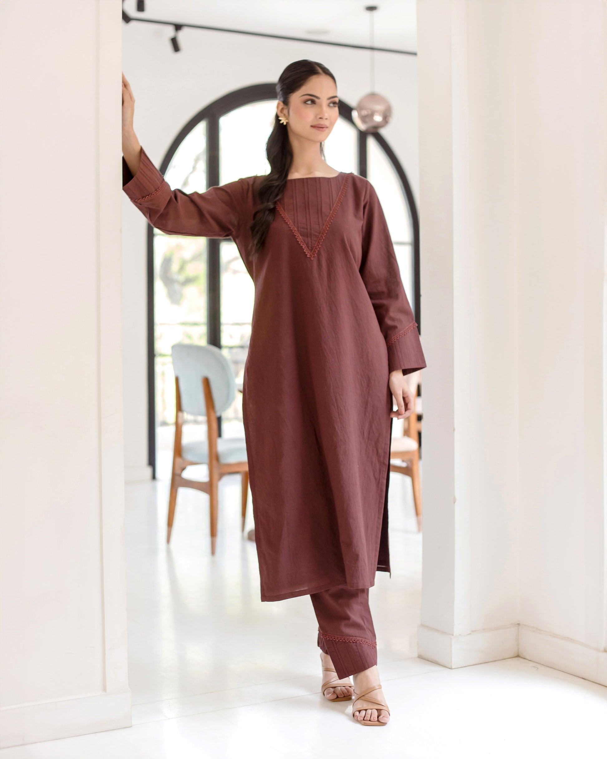 Sepia Bown Solid Cotton Coord Set Quick Cart