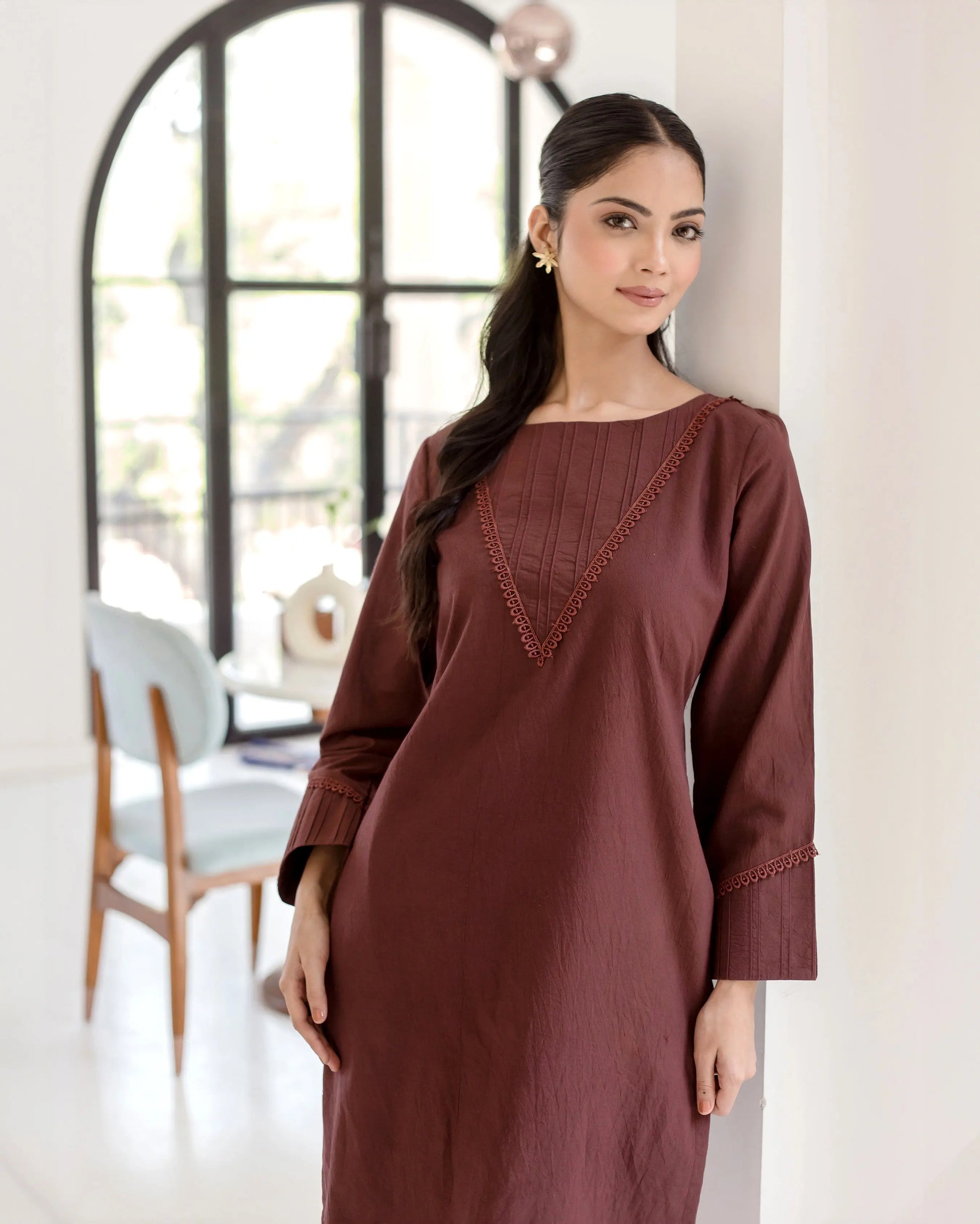 Sepia Bown Solid Cotton Coord Set My Store