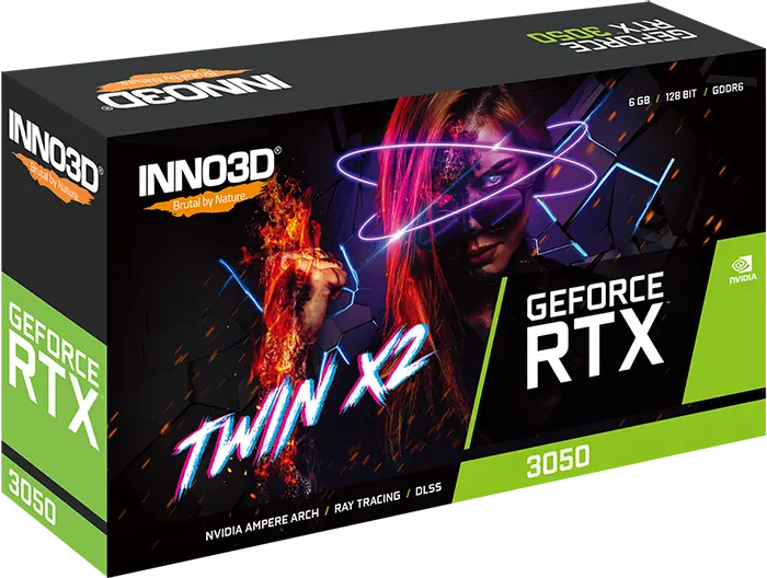 INNO3D Nvidia GEFORCE RTX 3050 TWIN X2 6GB GDDR6 PCI-E 4.0 96-Bit Graphics Card