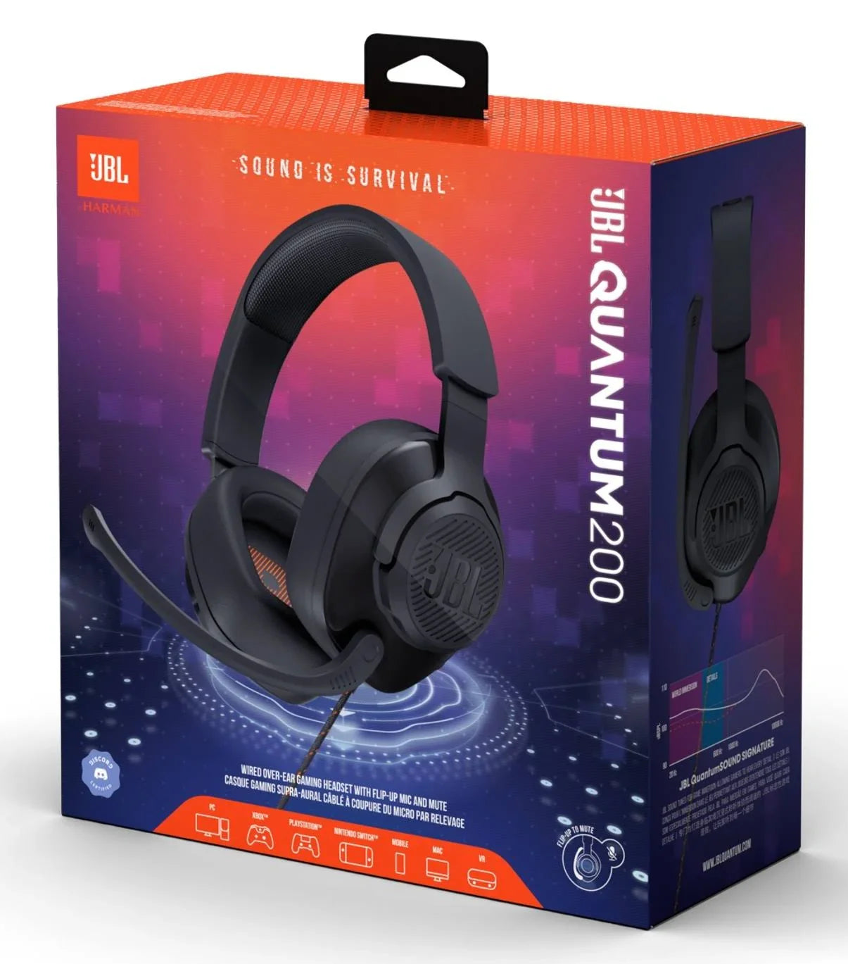 JBL Quantum 200 Wired Gaming Headphone With Mic