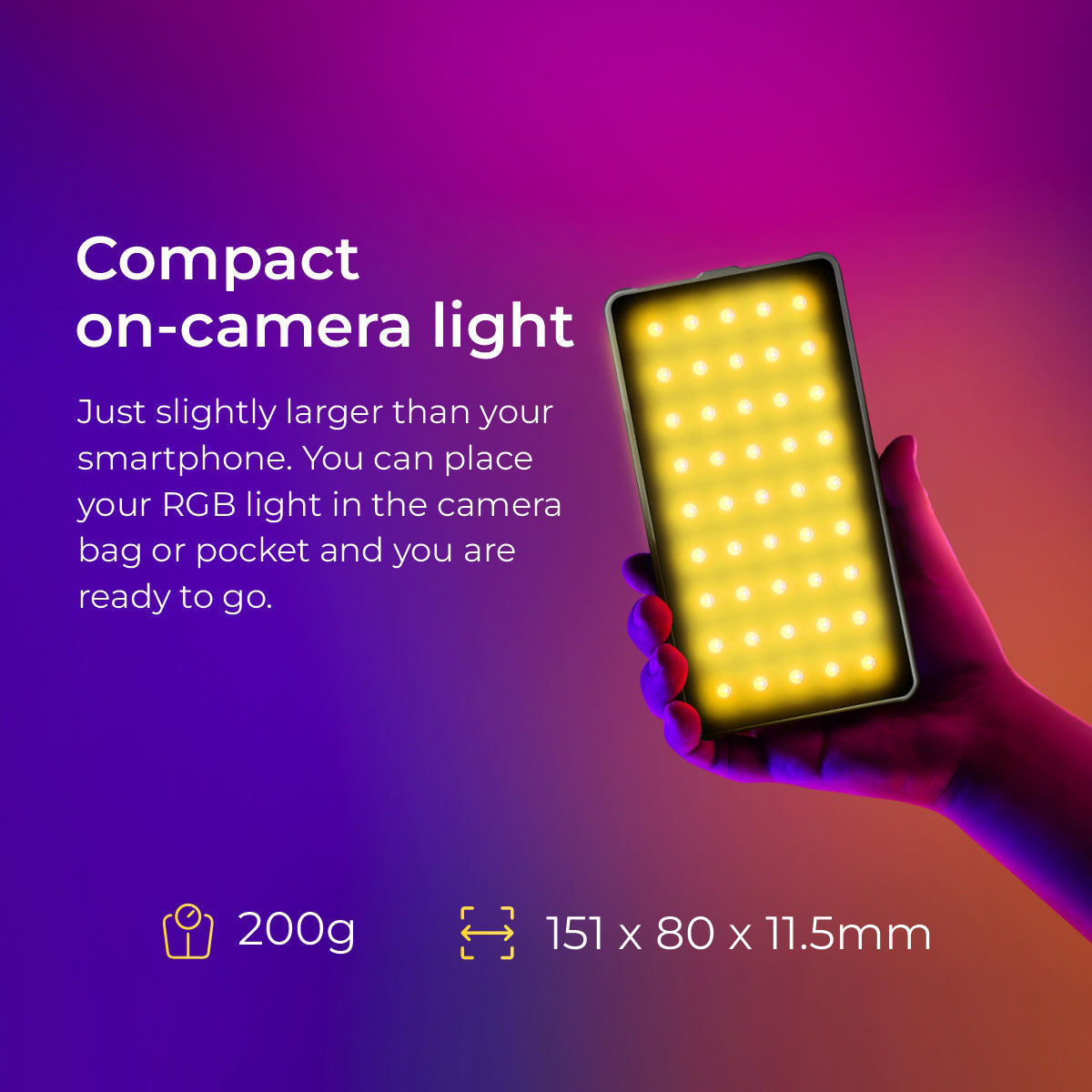 Digitek LED-D132ML RGB Portable LED Video Light with 21 Preset Effects & 4000mAh Battery 1200 lx Camera LED Light