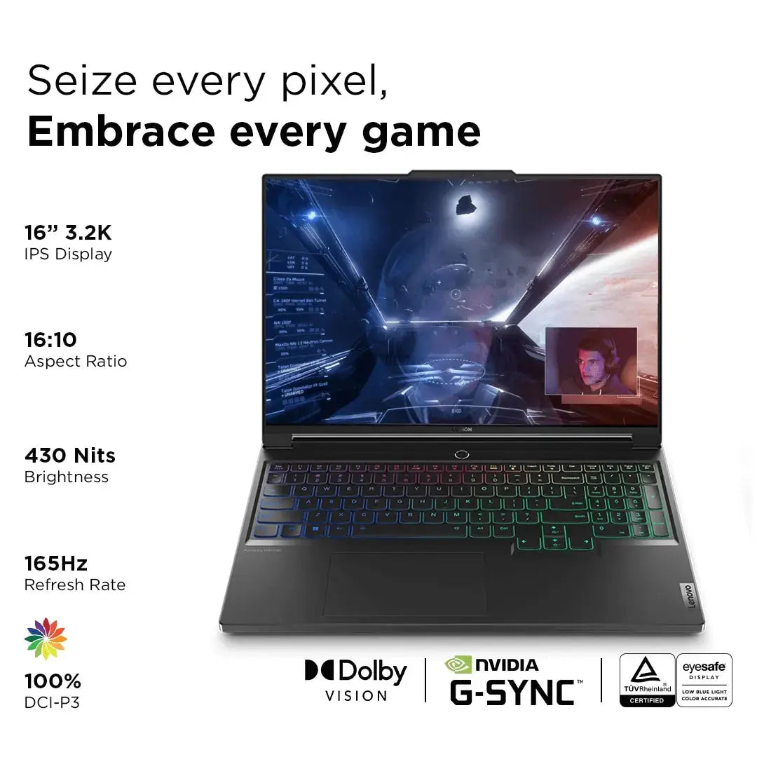 Lenovo Legion 7 Gaming Laptop 83FD000YIN 14 Gen Intel Core i9 Processor/16GB RAM/1TB SSD/Win11/MS Office Home and Student 2021/NVIDIA GeForce RTX 4060 8GB Graphic Card/Screen Inch 16/Eclipse Black