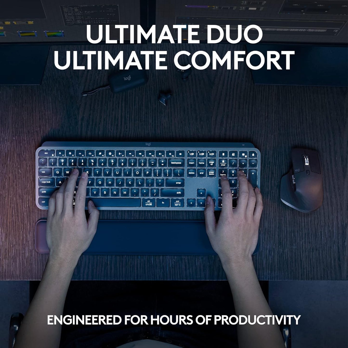 Logitech MX Keys S Combo  Performance Wireless Keyboard and Mouse with Palm Rest