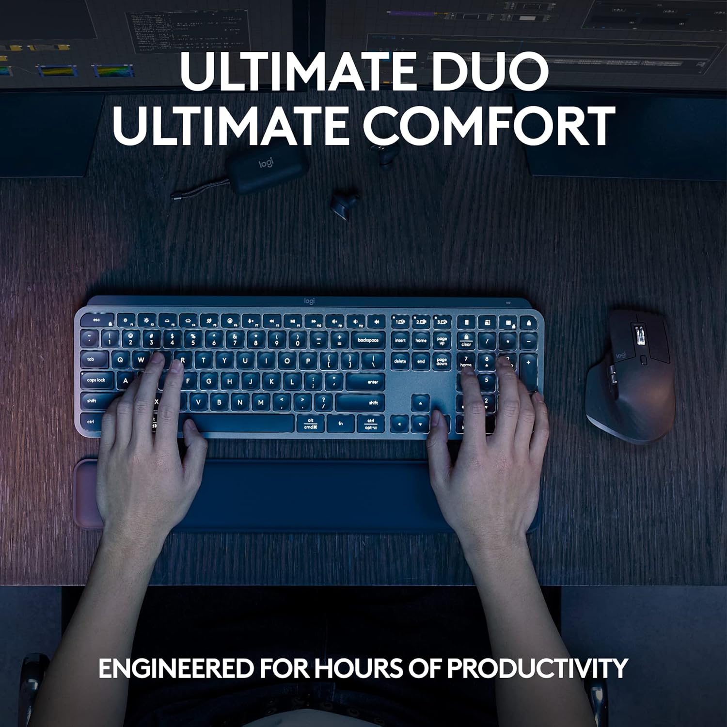 Logitech MX Keys S Combo  Performance Wireless Keyboard and Mouse with Palm Rest