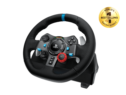 Logitech G29 Driving Force Racing Wheel and Floor Pedals, Real Force, Stainless Steel Paddle , Leather Steering Wheel Cover,PS5/PS4/PS3/PC/Mac