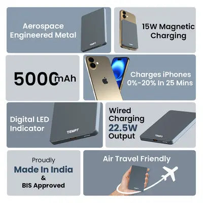 Tempt Joos Magsafe 5000 MAHMagnetic Powerbank
