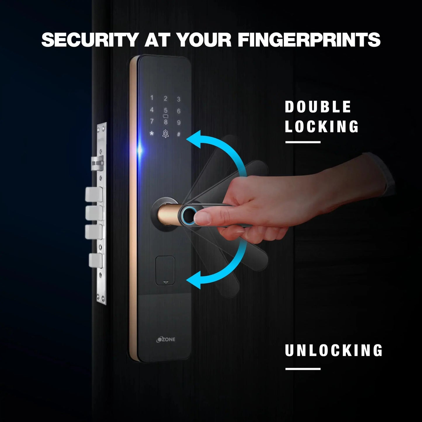 Ozone OZ-FDL-01 LIFE NXT PLUS RG Ozone Morphy NXT Bluetooth Smart Door Lock with 4-way access  Door Thickness: 35-80 mm