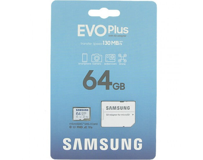 Samsung Micro SDXC Memory Card Evo Plus 64GB v10 With Adapter