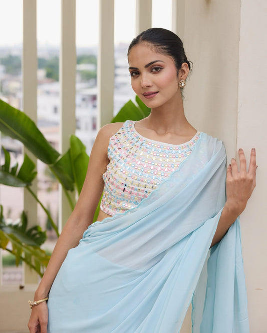 Daylight Charm White Satin Embroidered Blouse My Store