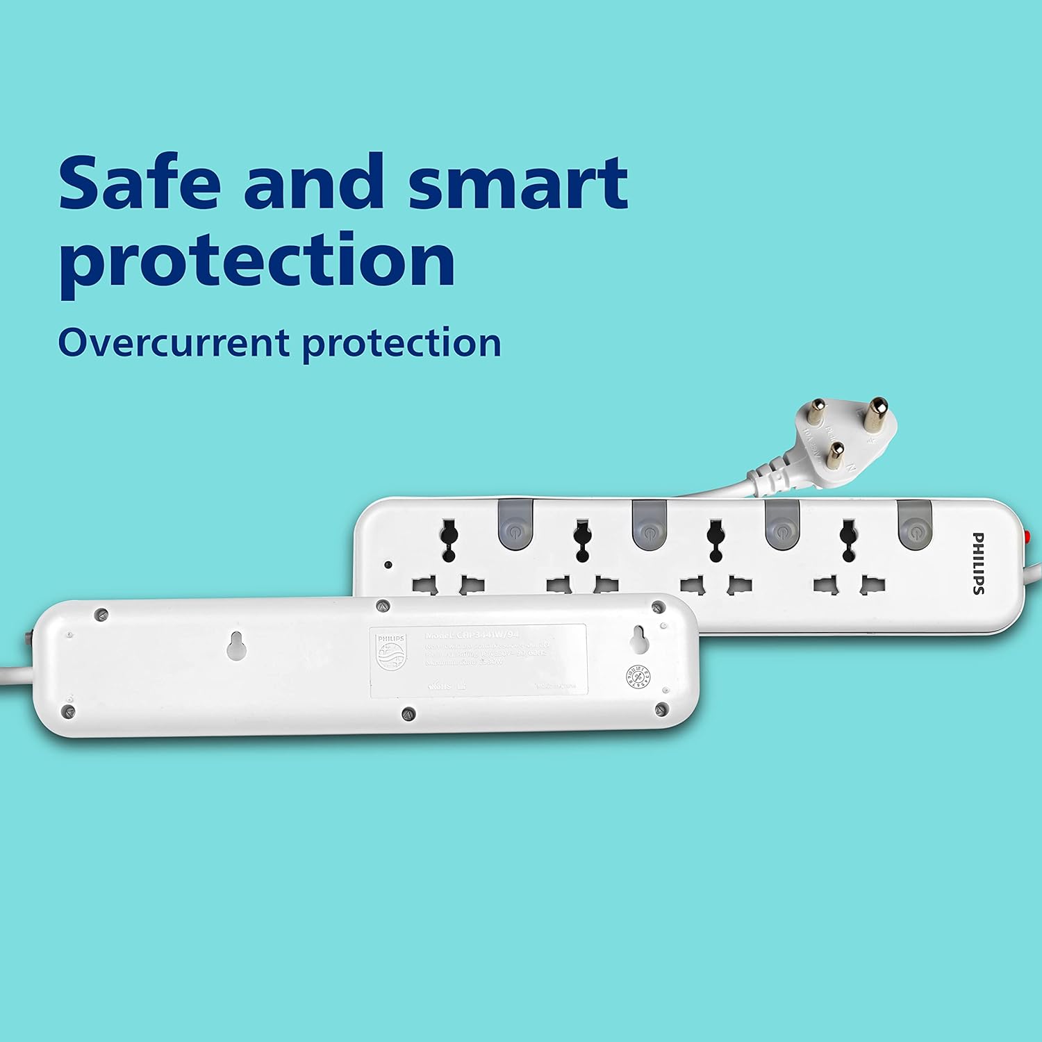 Philips Extension Cord 4 Socket 4 Switch CHP3441W