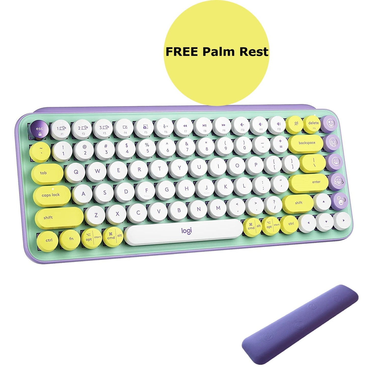 Logitech POP Keys Bluetooth 5.1 Wireless Keyboard with Multi Device Connectivity 50 Million Keystrokes, Daydream