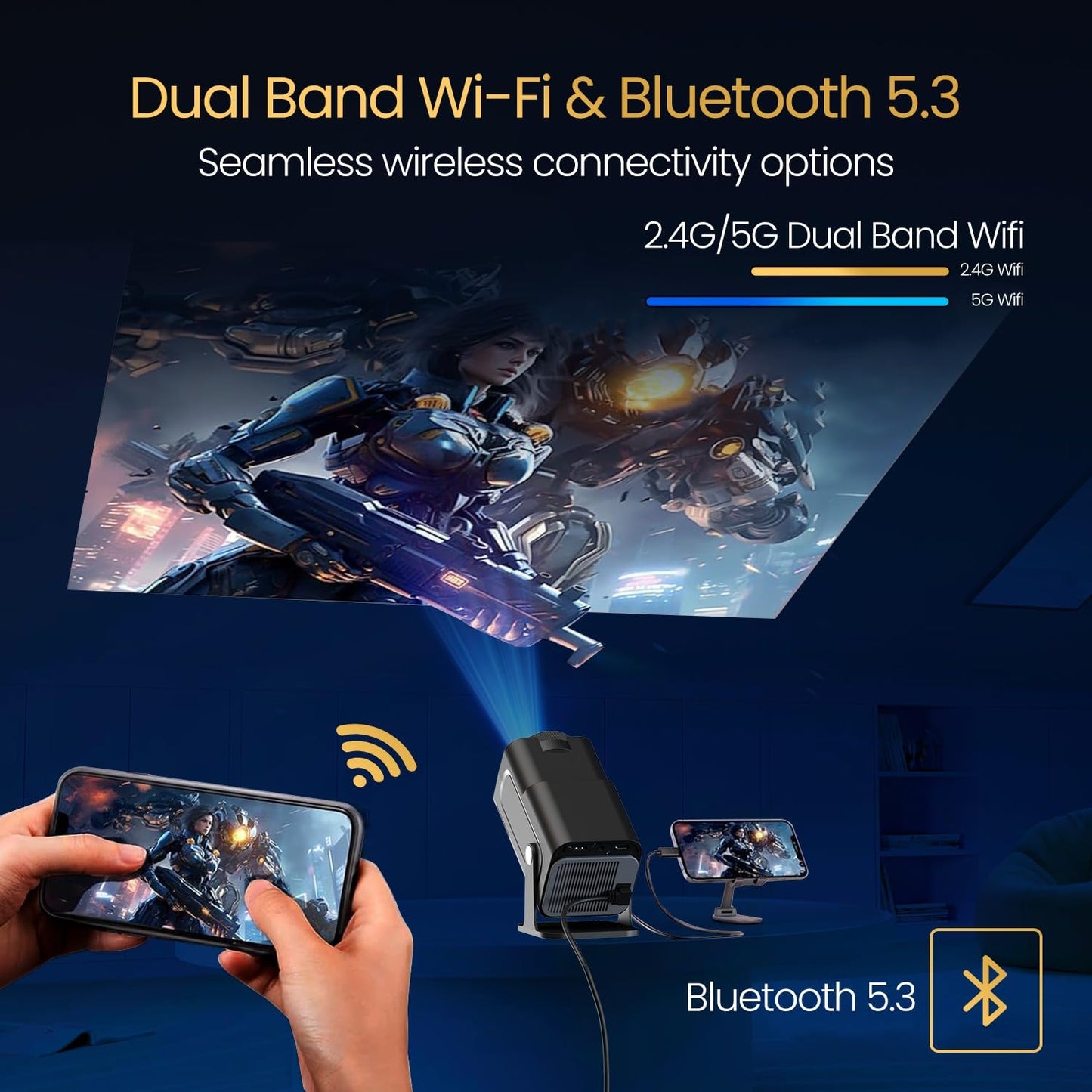 Portronics Beem 470 Smart LED Projector with 1080p Full HD Resolution, Rotatable Design Black