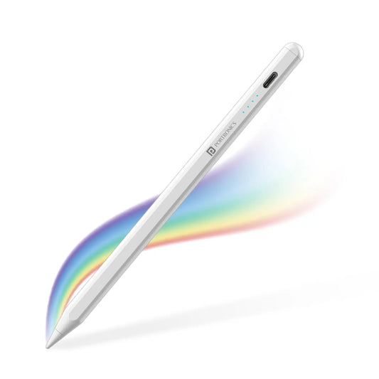 Portronics Glide Stylus Pencil for iPads Only, Angle Tilt Sensitivity, Palm Rejection, Attaches Magnetically, Battery LED Indicator, Type-C Charging, Only for iPads