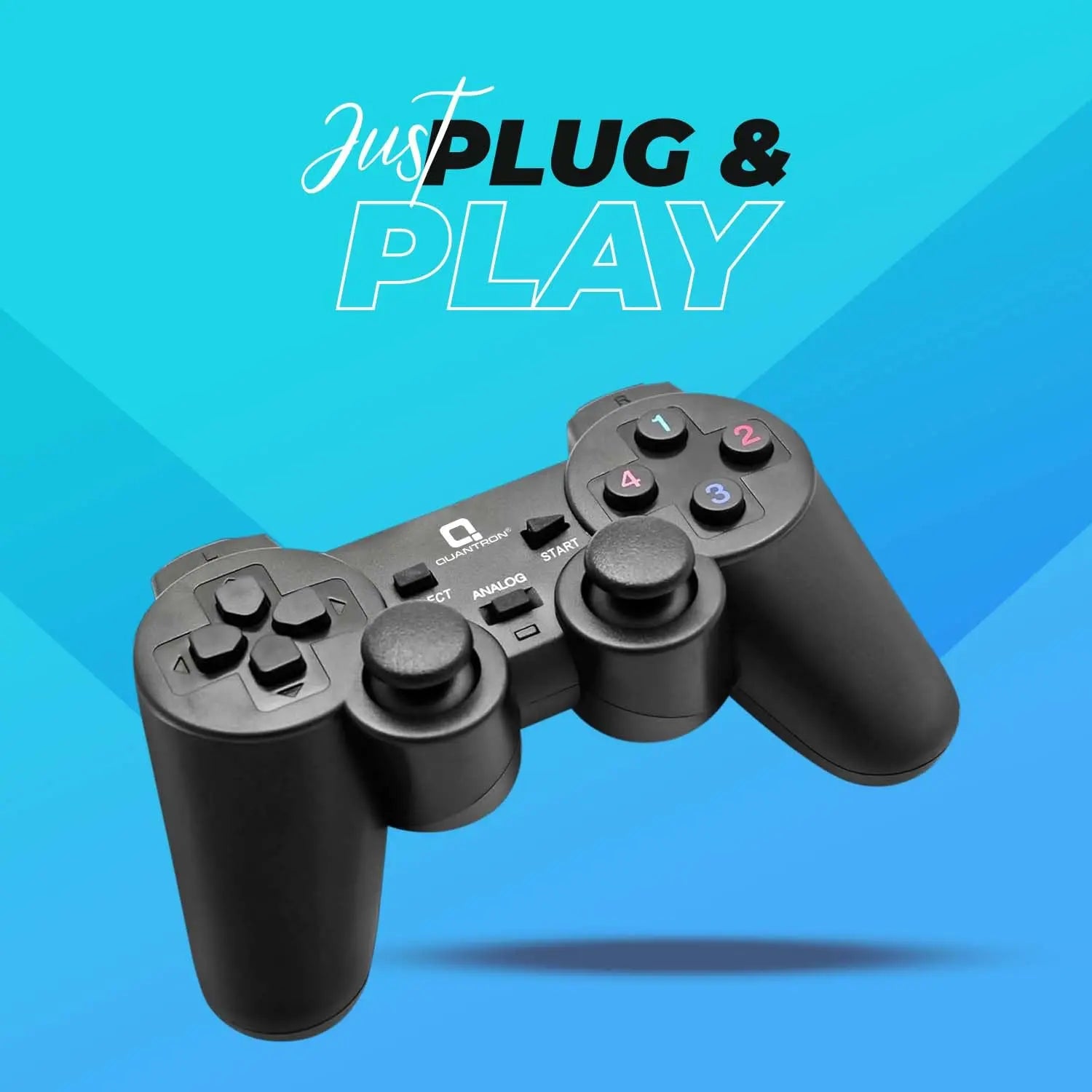 Quantron QGP-1800 USB Wired Gamepad With Vibration mode  Accurate Joysticks Black