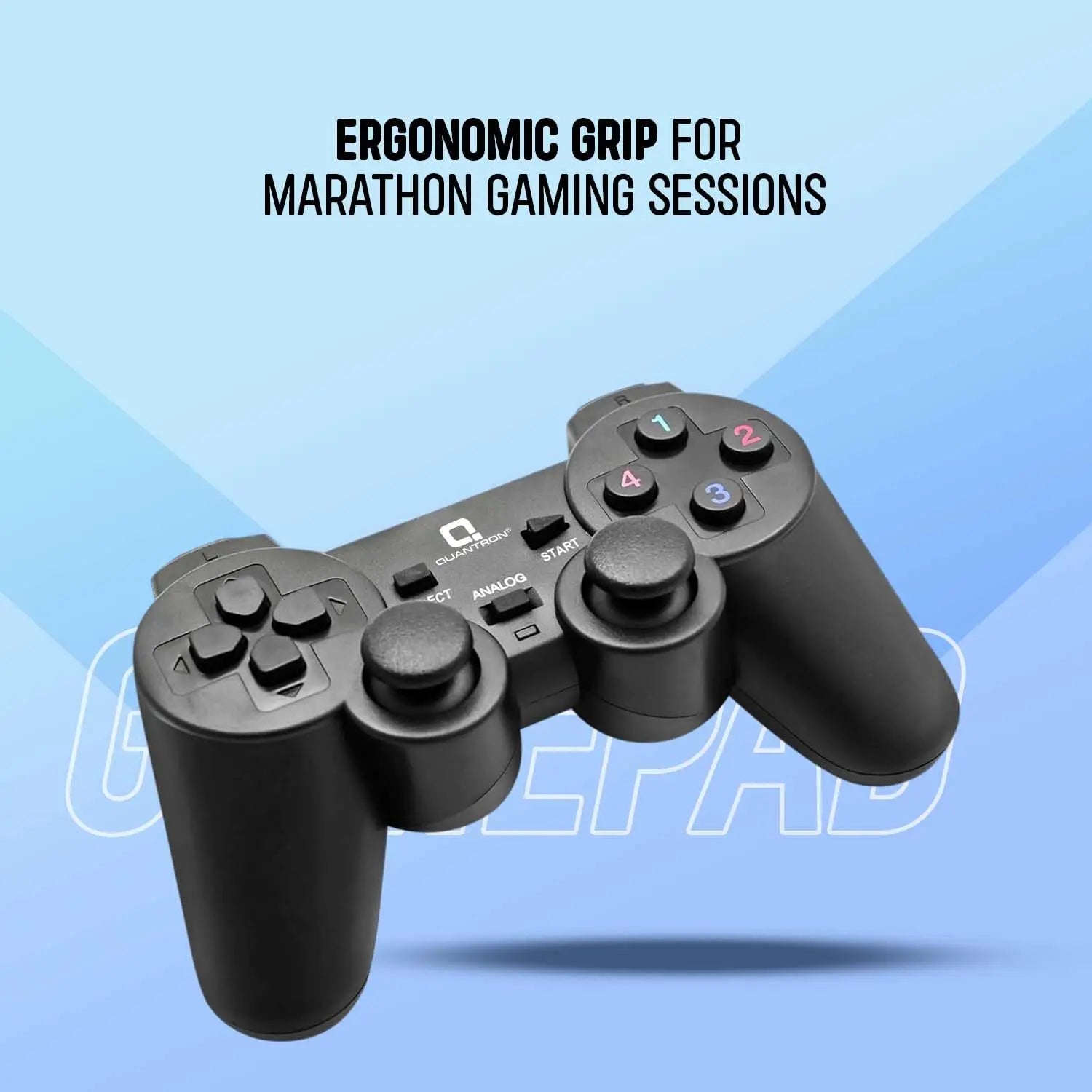 Quantron QGP-1800 USB Wired Gamepad With Vibration mode  Accurate Joysticks Black