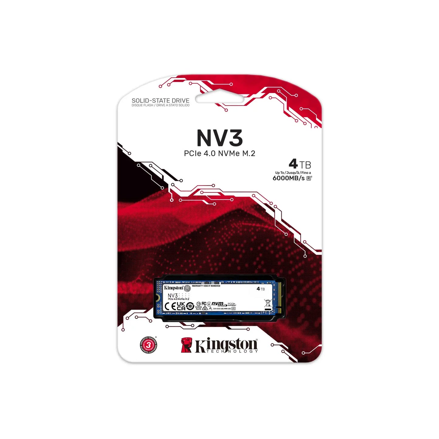 Kingston NV3 4TB M.2 PCIe Gen 4.0 NVMe 3D NAND Internal SSD
