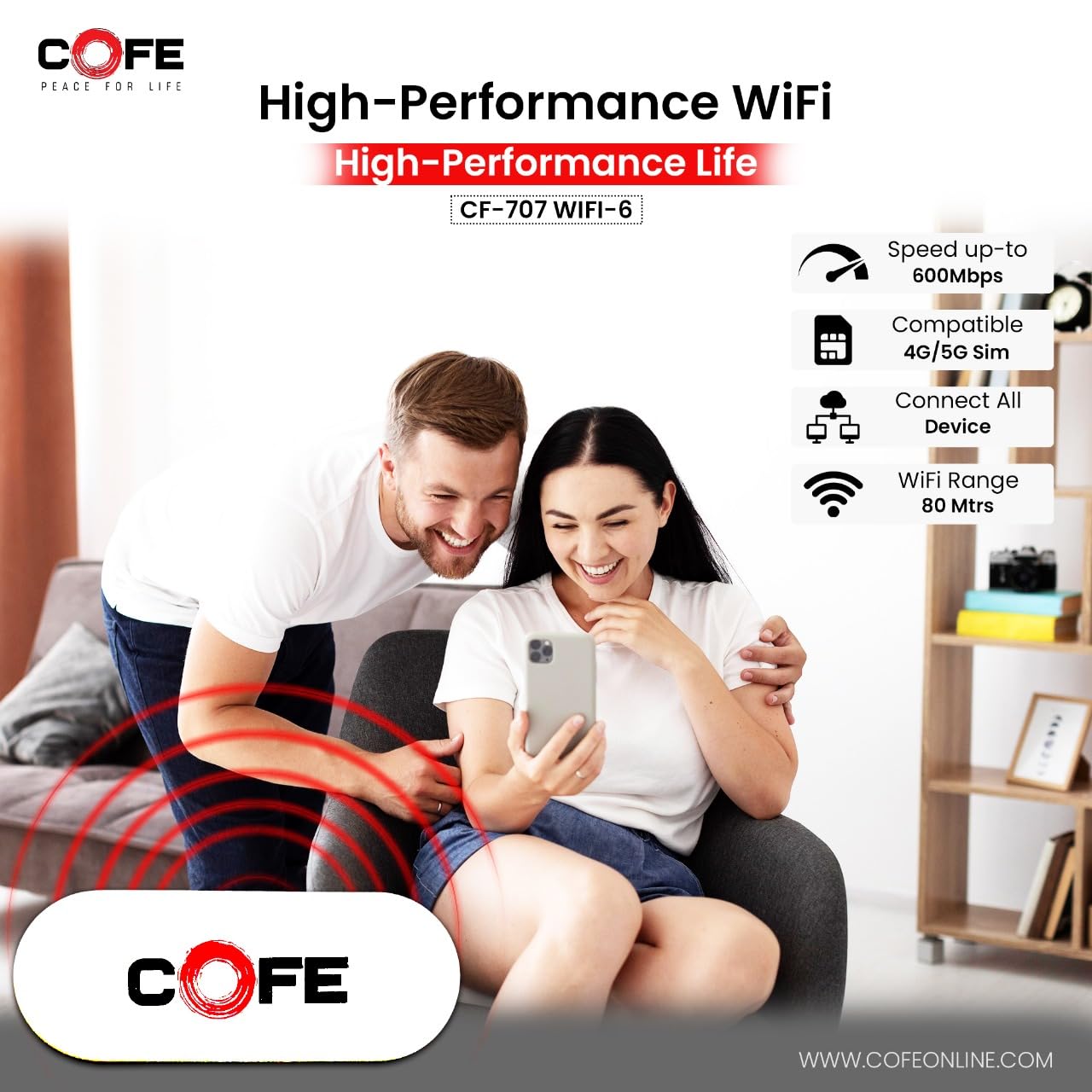 Cofe Sim Router CF-707 WiFi6 4G|5G 300 Mbps