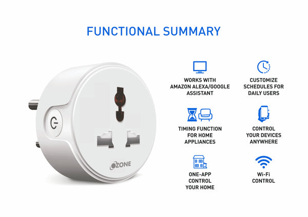 Ozone 10A Wi-Fi Smart Plug by Ozone | Google and Alexa enabled