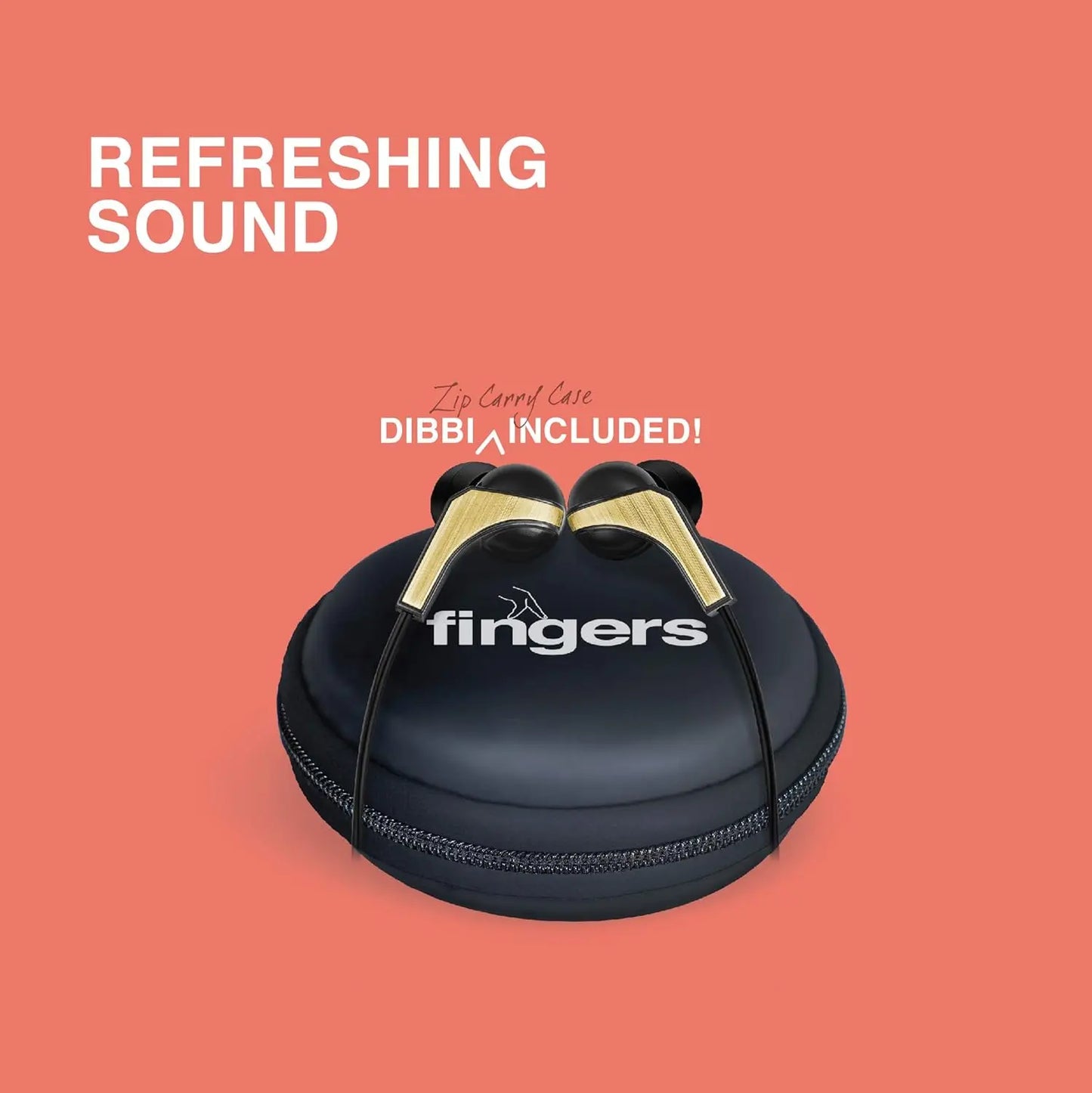 Fingers Sound Boomerang Wired  Earphone Ink Black + Gold