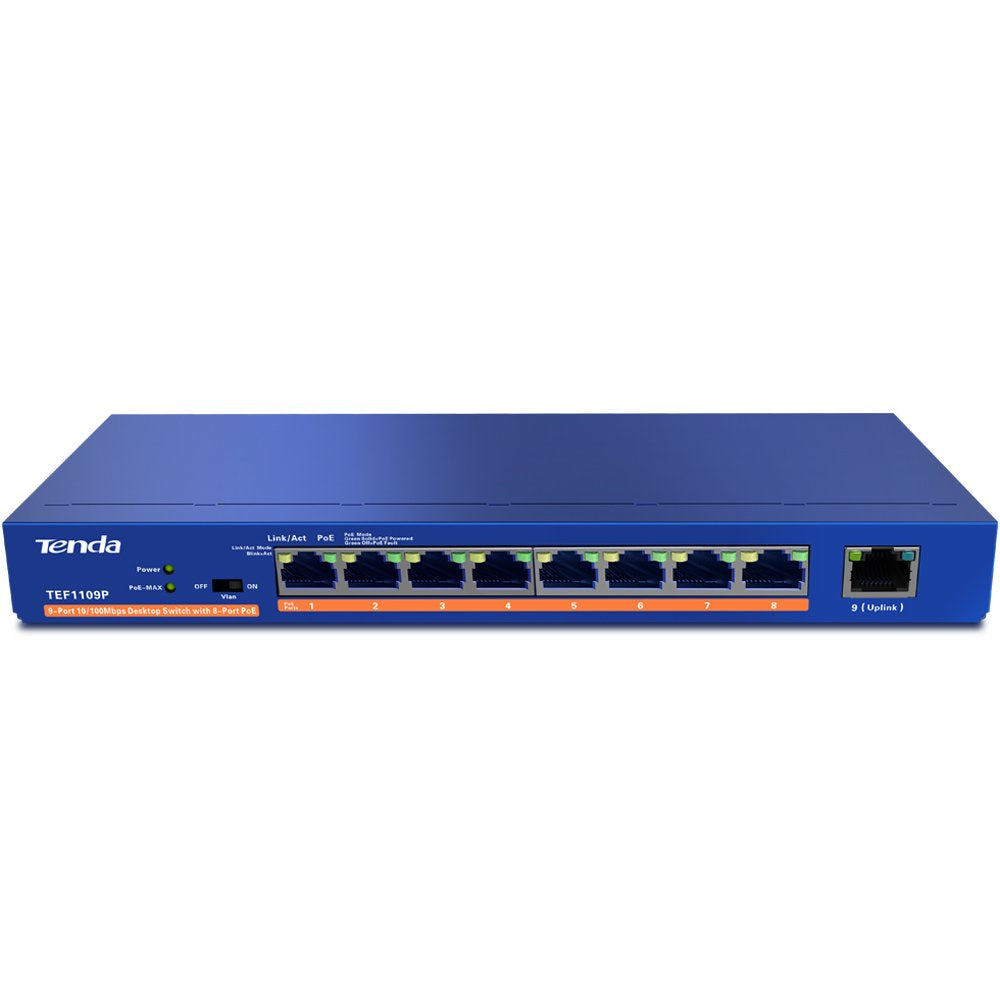 Tenda TEF1109P 8 Port Poe Switch (8 Normal Poe + 1 Normal Uplink) TEF1109P-8-63W