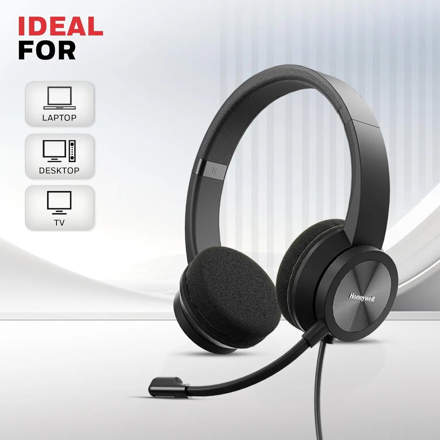 Honeywell Trueno U30 Wired On-Ear Headphones with Rotating Mic