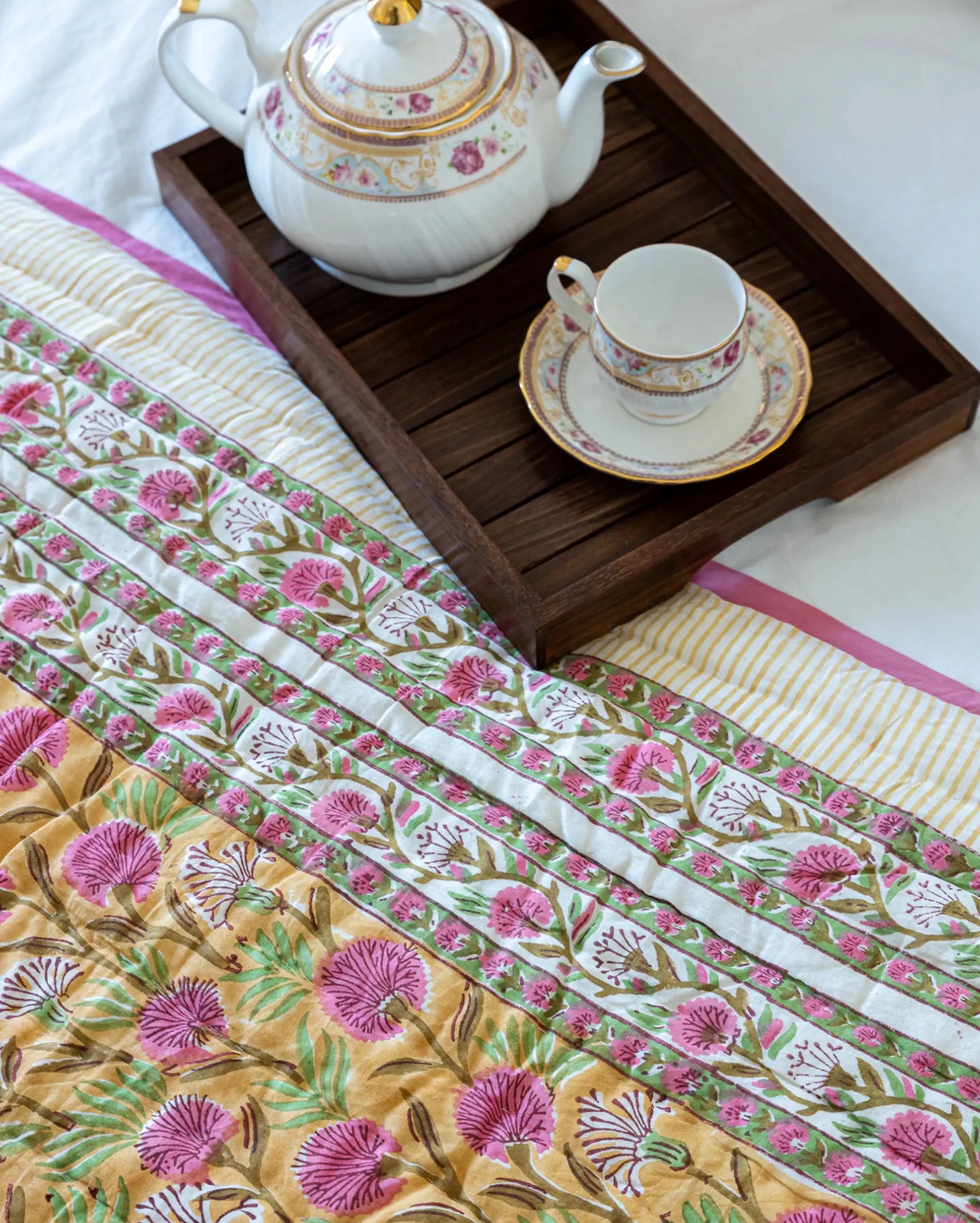 Gold Dust Handblock Printed Cotton Quilt My Store