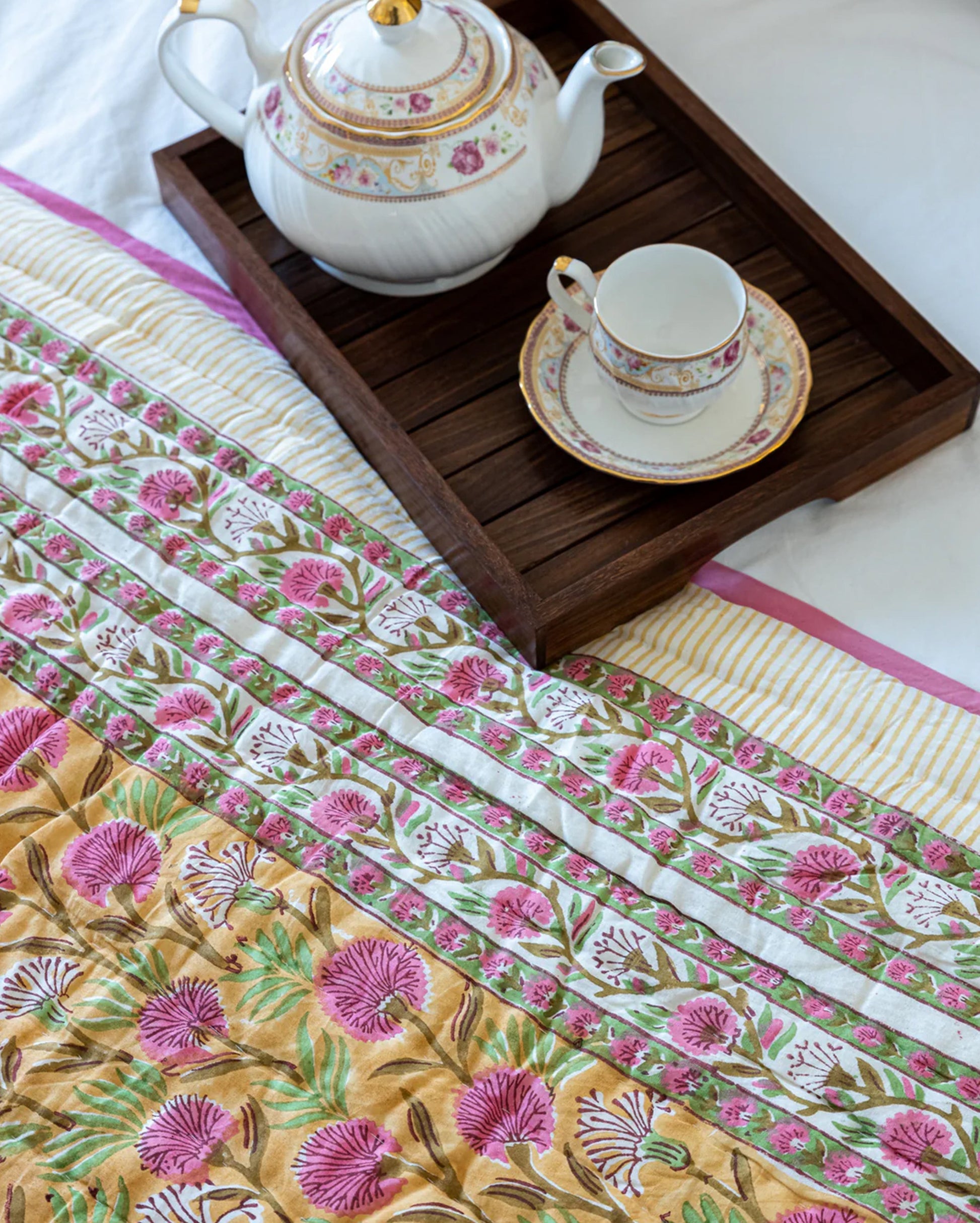 Gold Dust Handblock Printed Cotton Quilt My Store