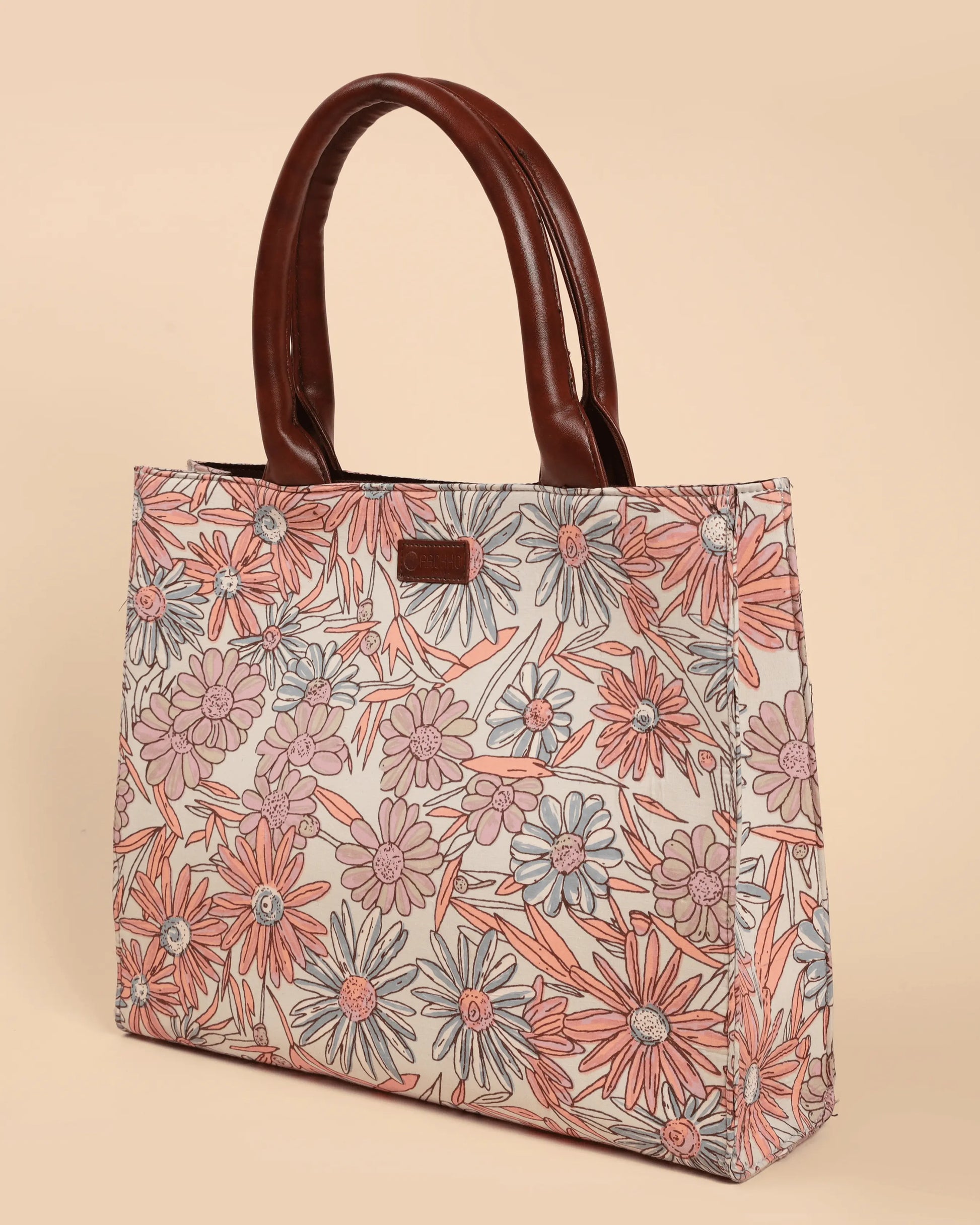 Marigold Magic Handblock Rectangle Tote Bag My Store