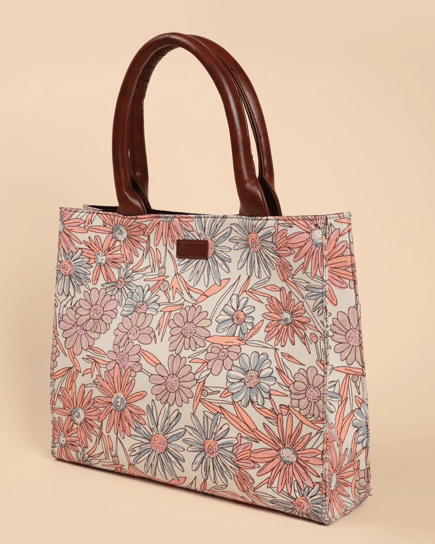 Marigold Magic Handblock Rectangle Tote Bag My Store