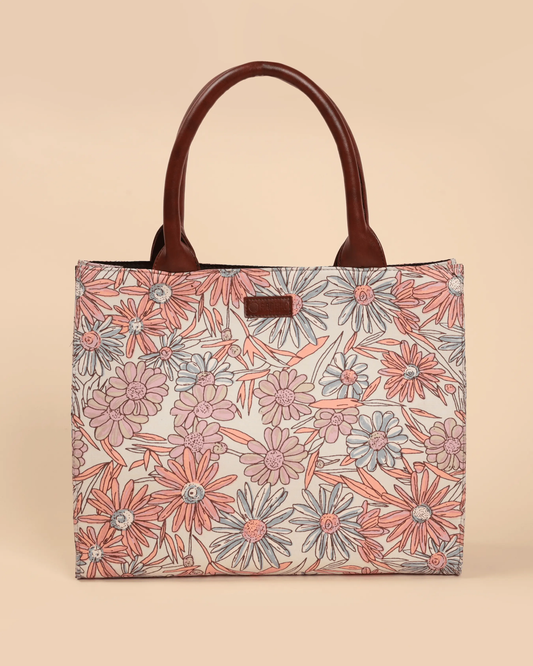 Marigold Magic Handblock Rectangle Tote Bag My Store