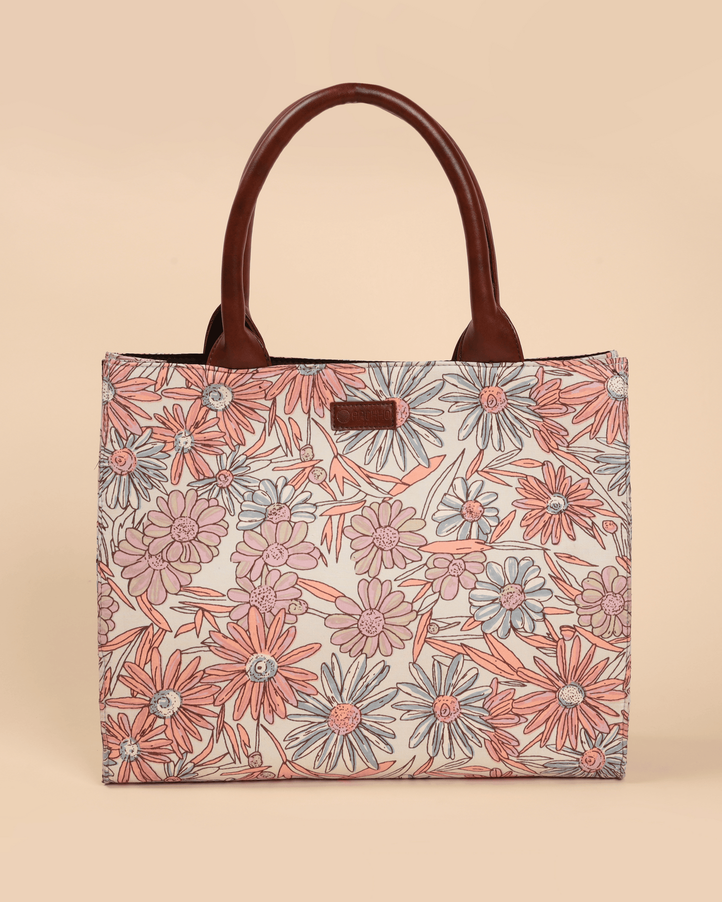 Marigold Magic Handblock Rectangle Tote Bag My Store