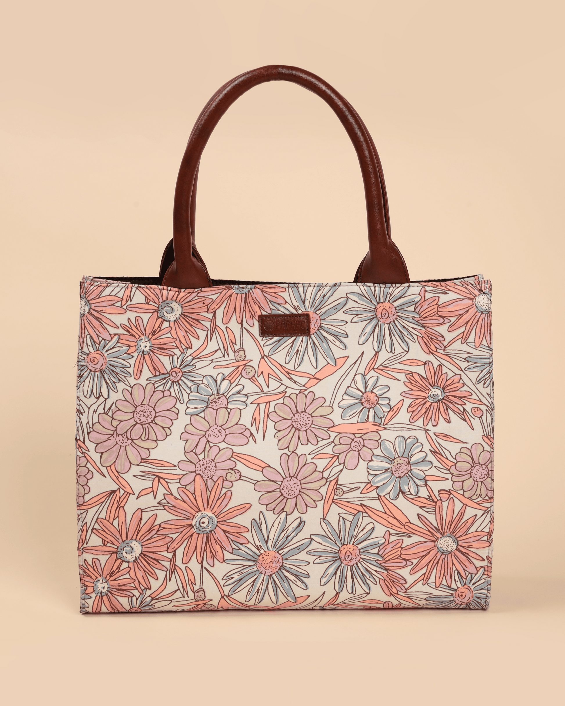 Marigold Magic Handblock Rectangle Tote Bag My Store