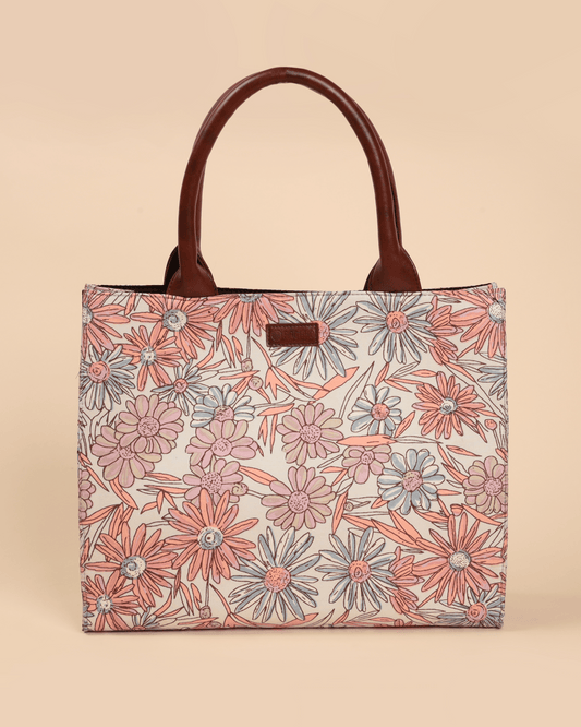 Marigold Magic Handblock Rectangle Tote Bag My Store