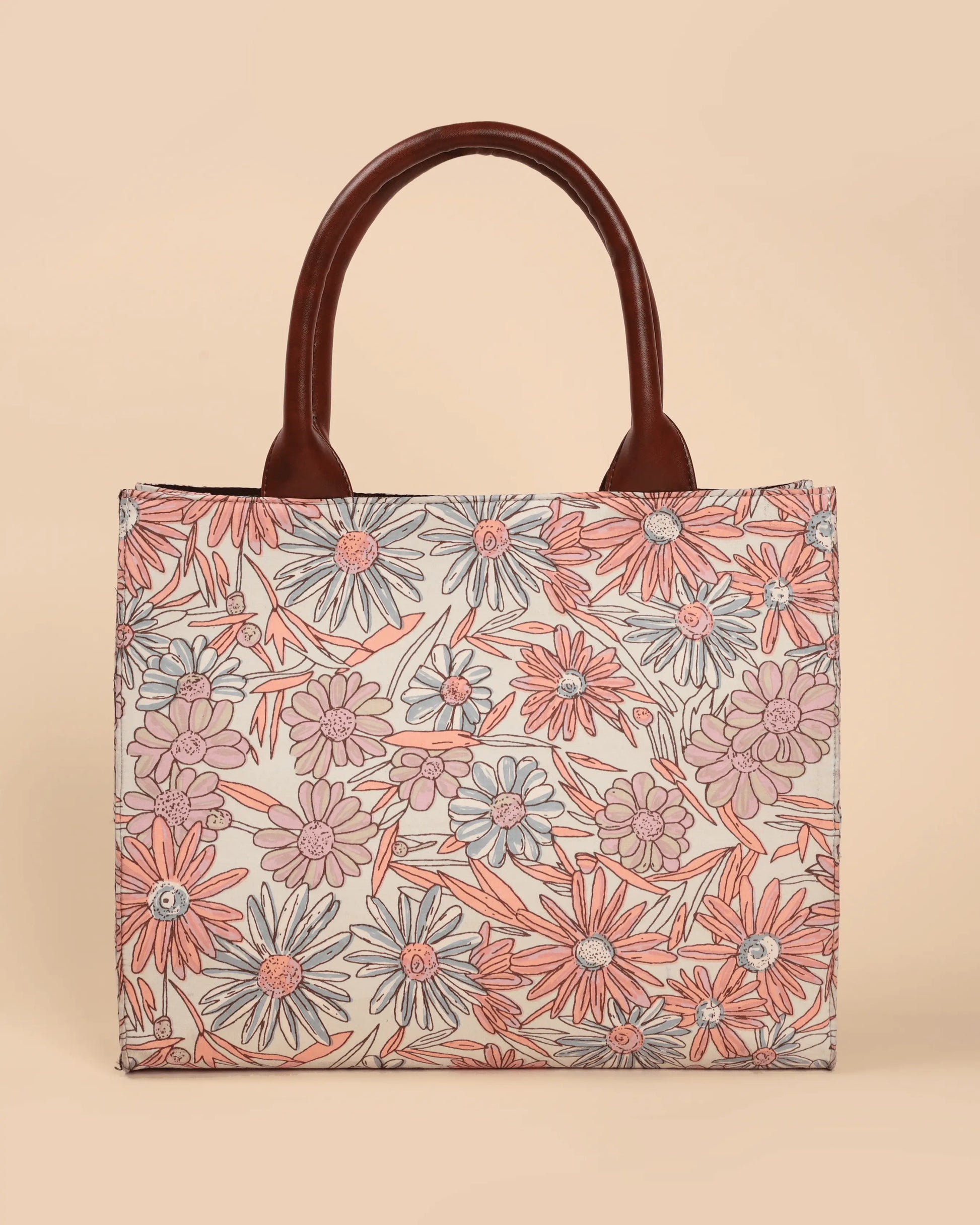 Marigold Magic Handblock Rectangle Tote Bag My Store