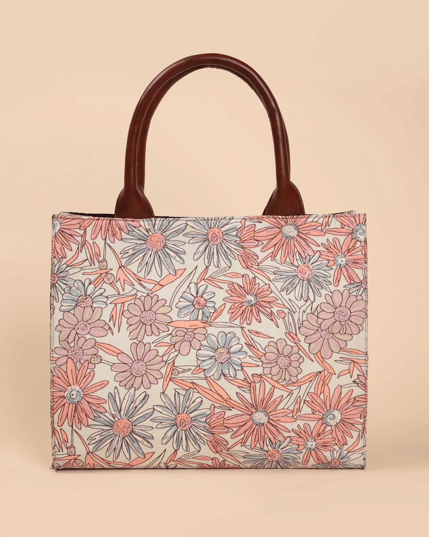 Marigold Magic Handblock Rectangle Tote Bag My Store