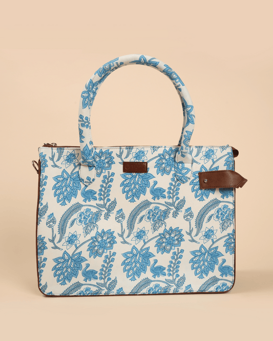 Frosty Blue Handblock Shoulder Bag My Store