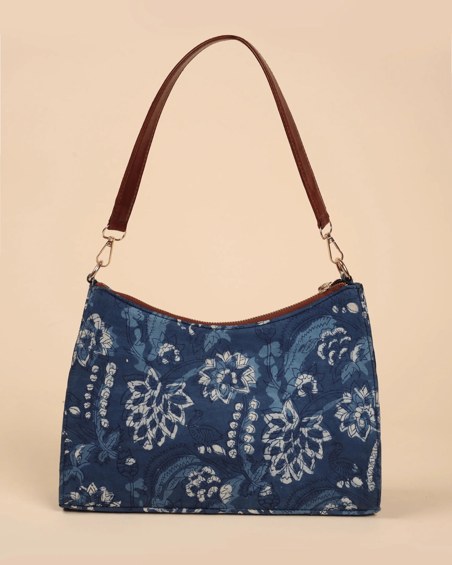 Indigo Deep Handblock Baguette Bag My Store