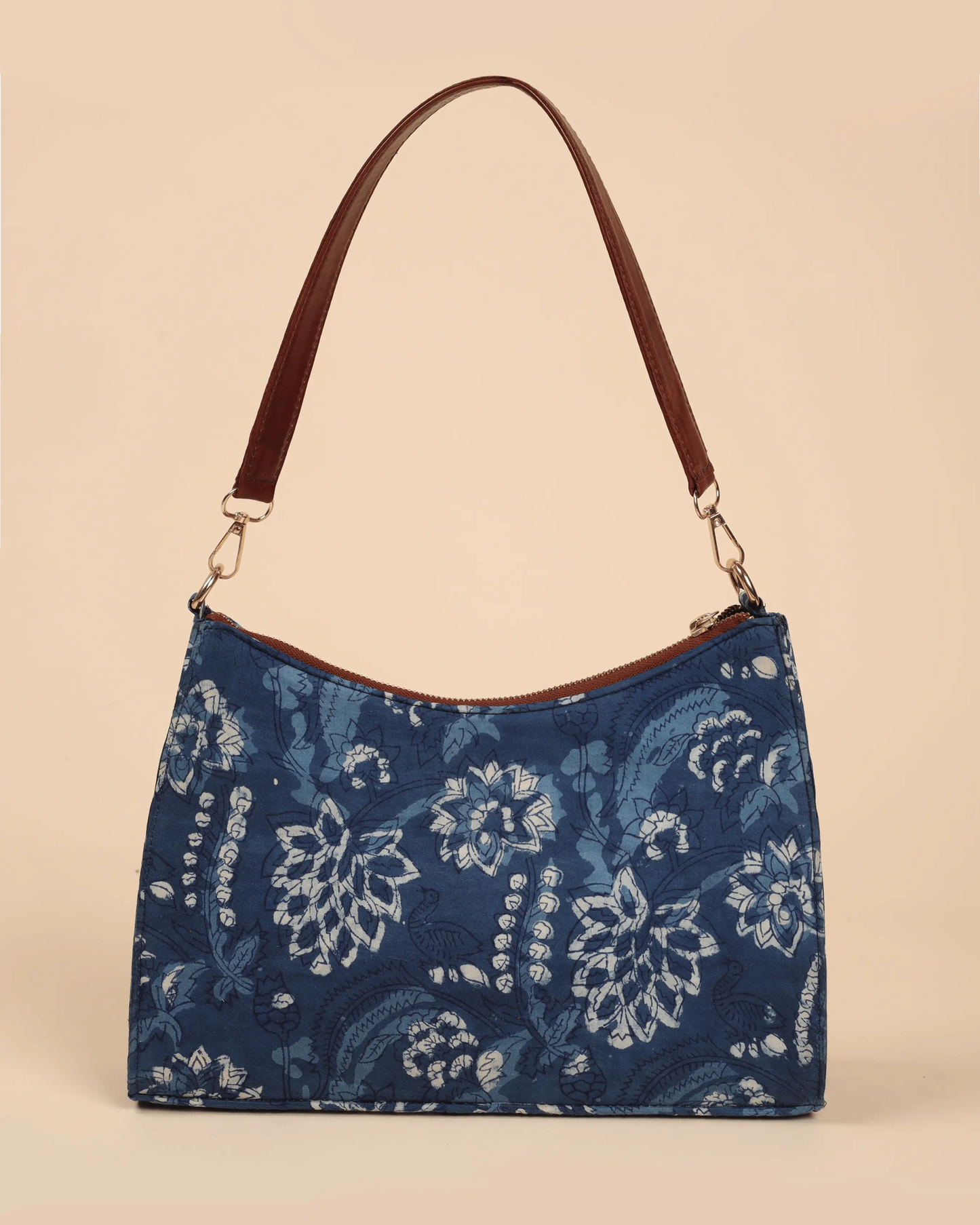 Indigo Deep Handblock Baguette Bag My Store