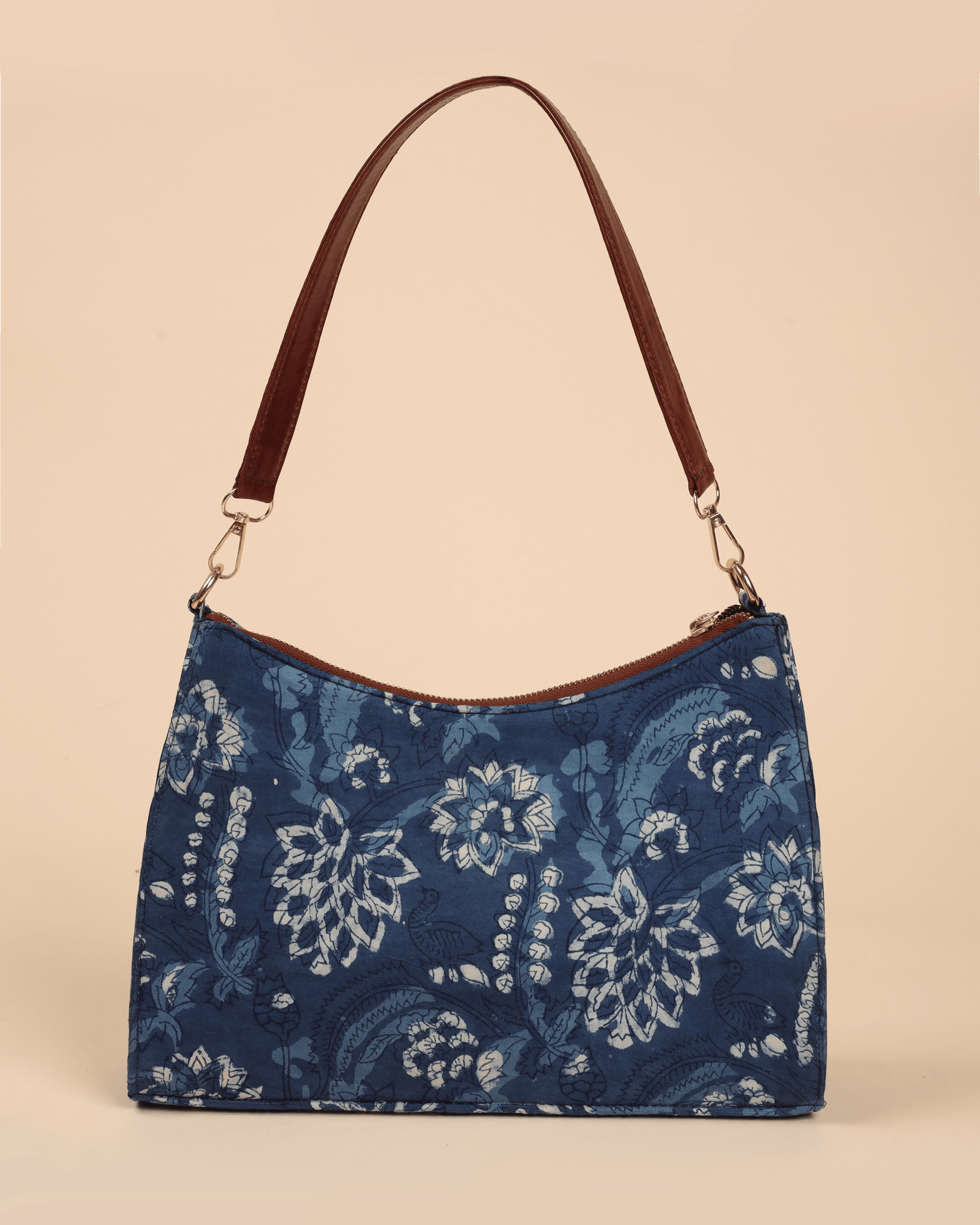 Indigo Deep Handblock Baguette Bag My Store