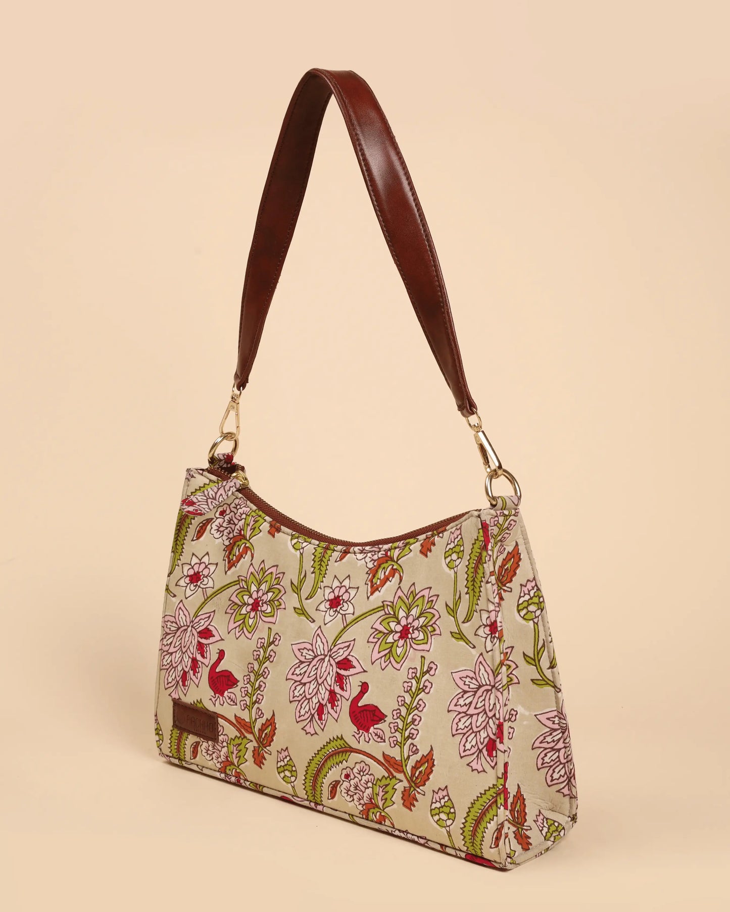 Pale Primrose Handblock Baguette Bag My Store