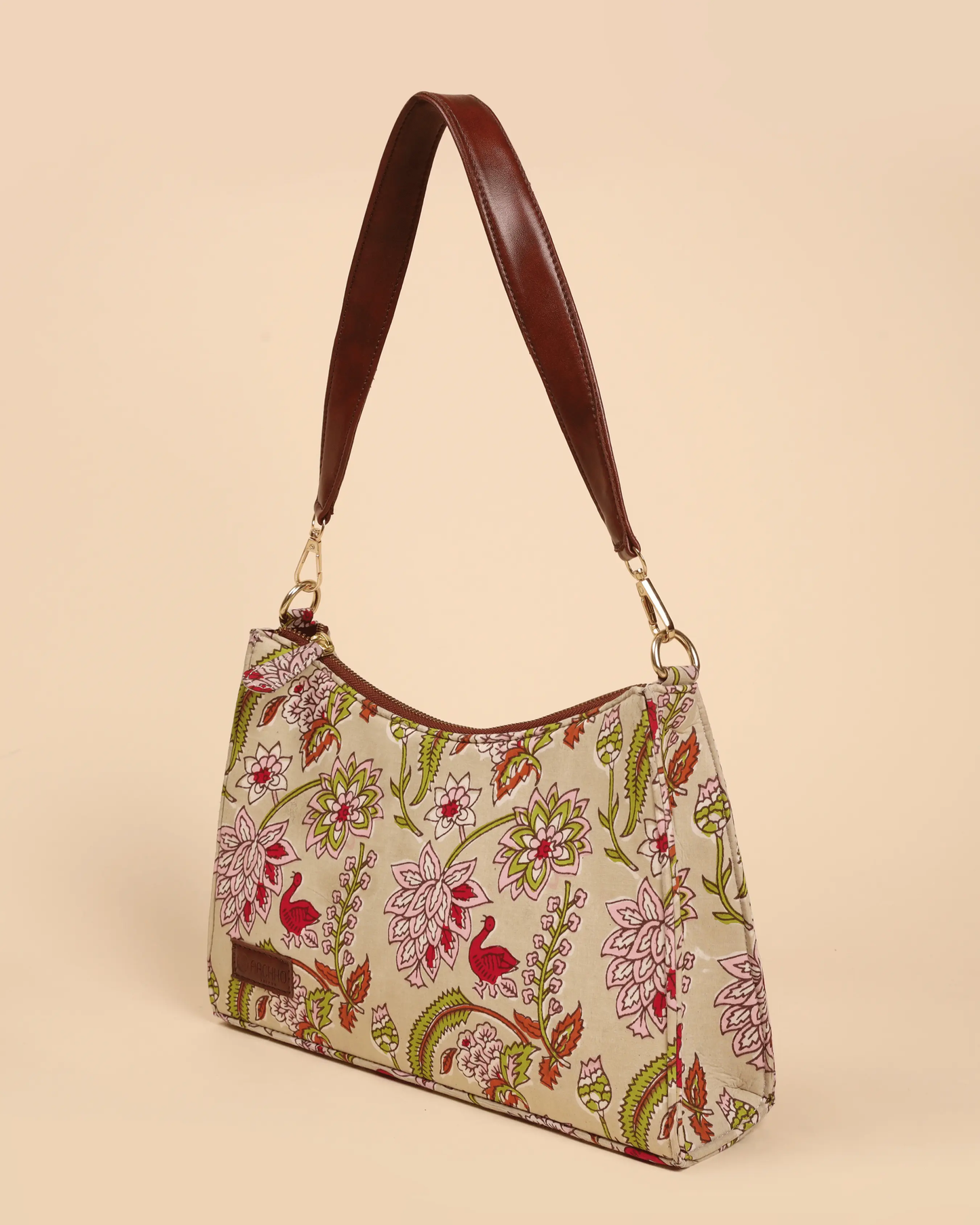 Pale Primrose Handblock Baguette Bag My Store