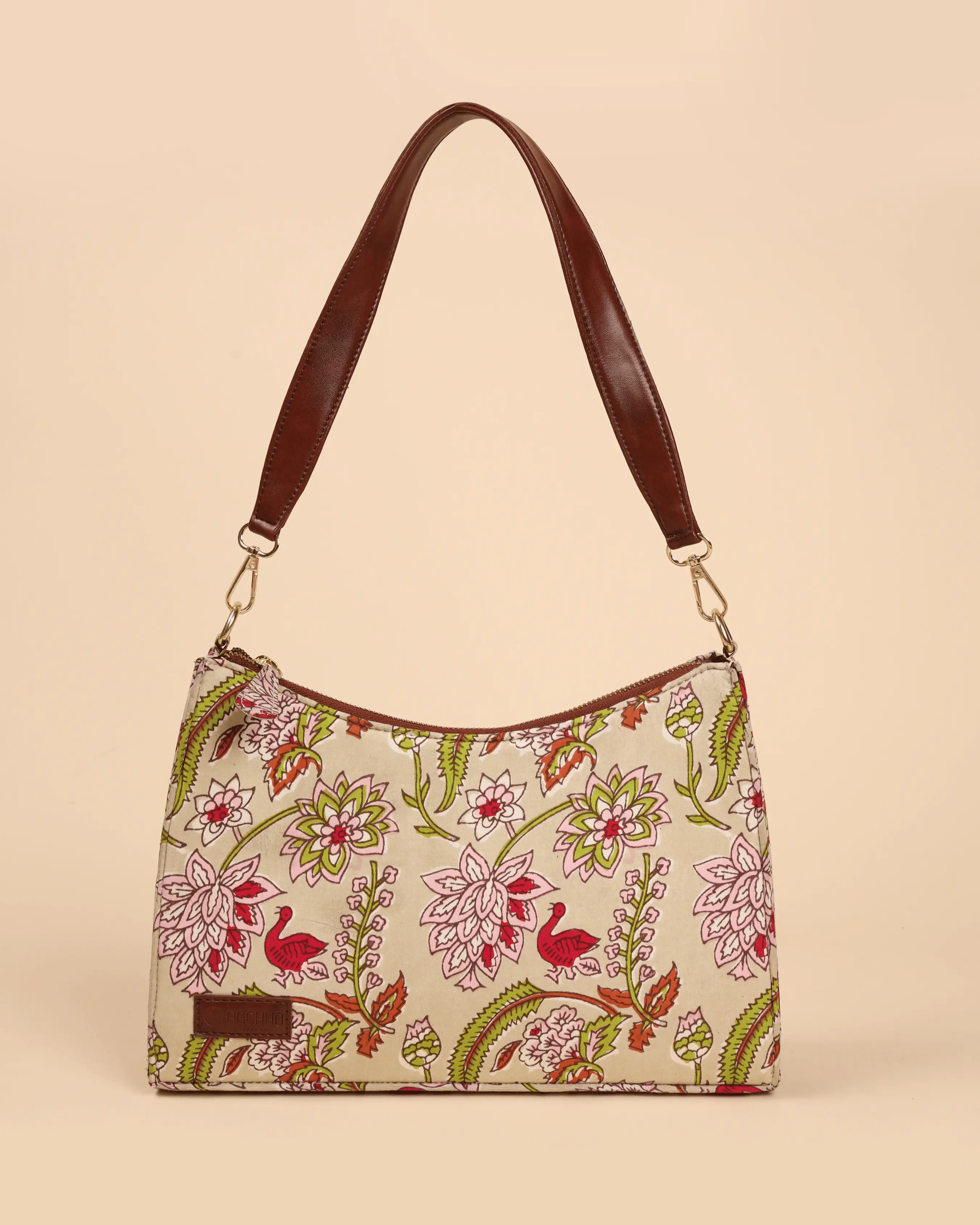 Pale Primrose Handblock Baguette Bag My Store