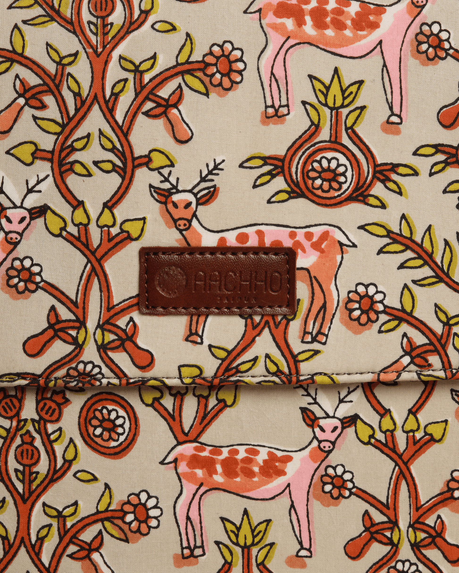 Ivory Meadows Handblock Laptop Sleeve Quick Cart