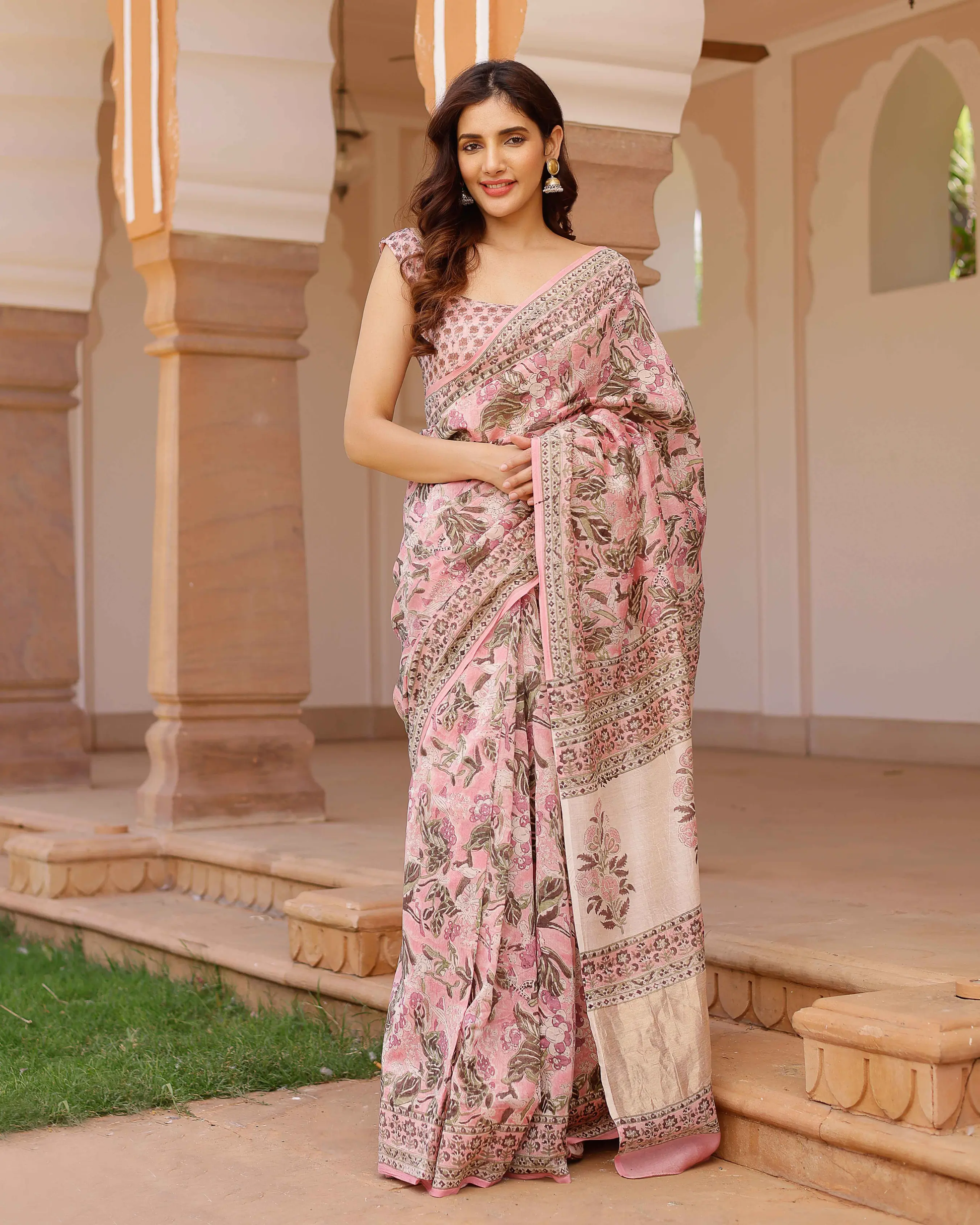 Aradhna Handblock Chanderi Saree My Store