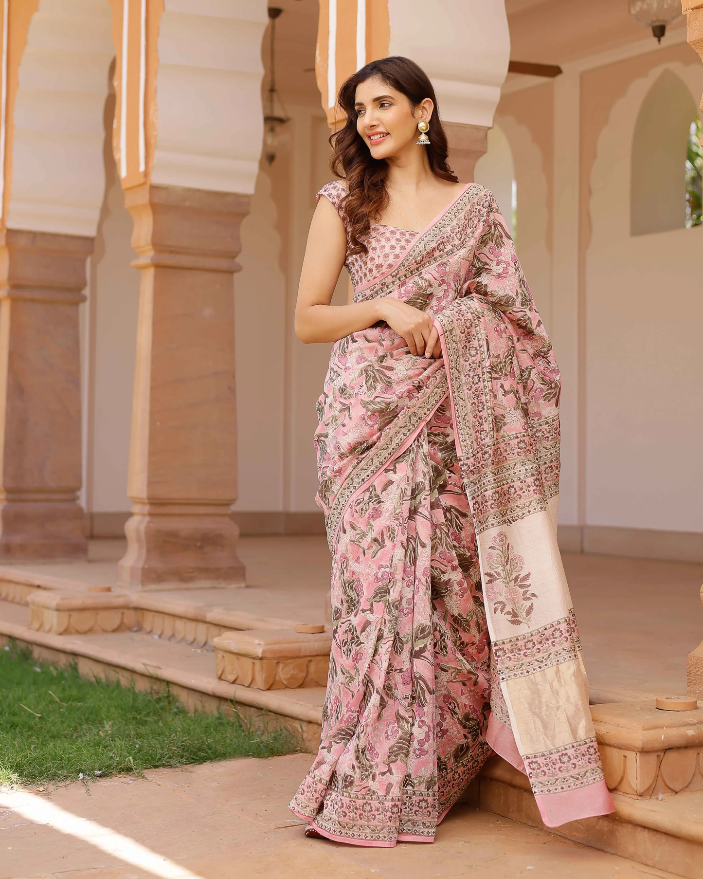 Aradhna Handblock Chanderi Saree My Store