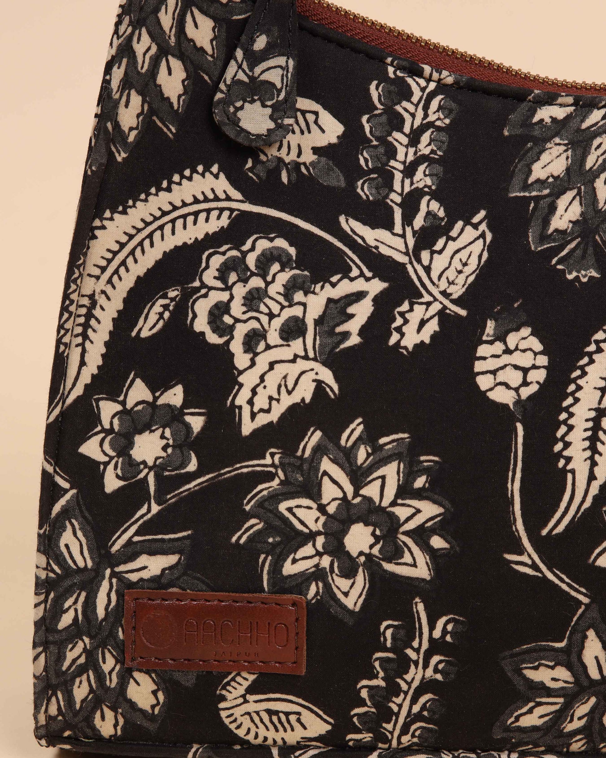 Black Onyx Handblock Baguette Bag My Store