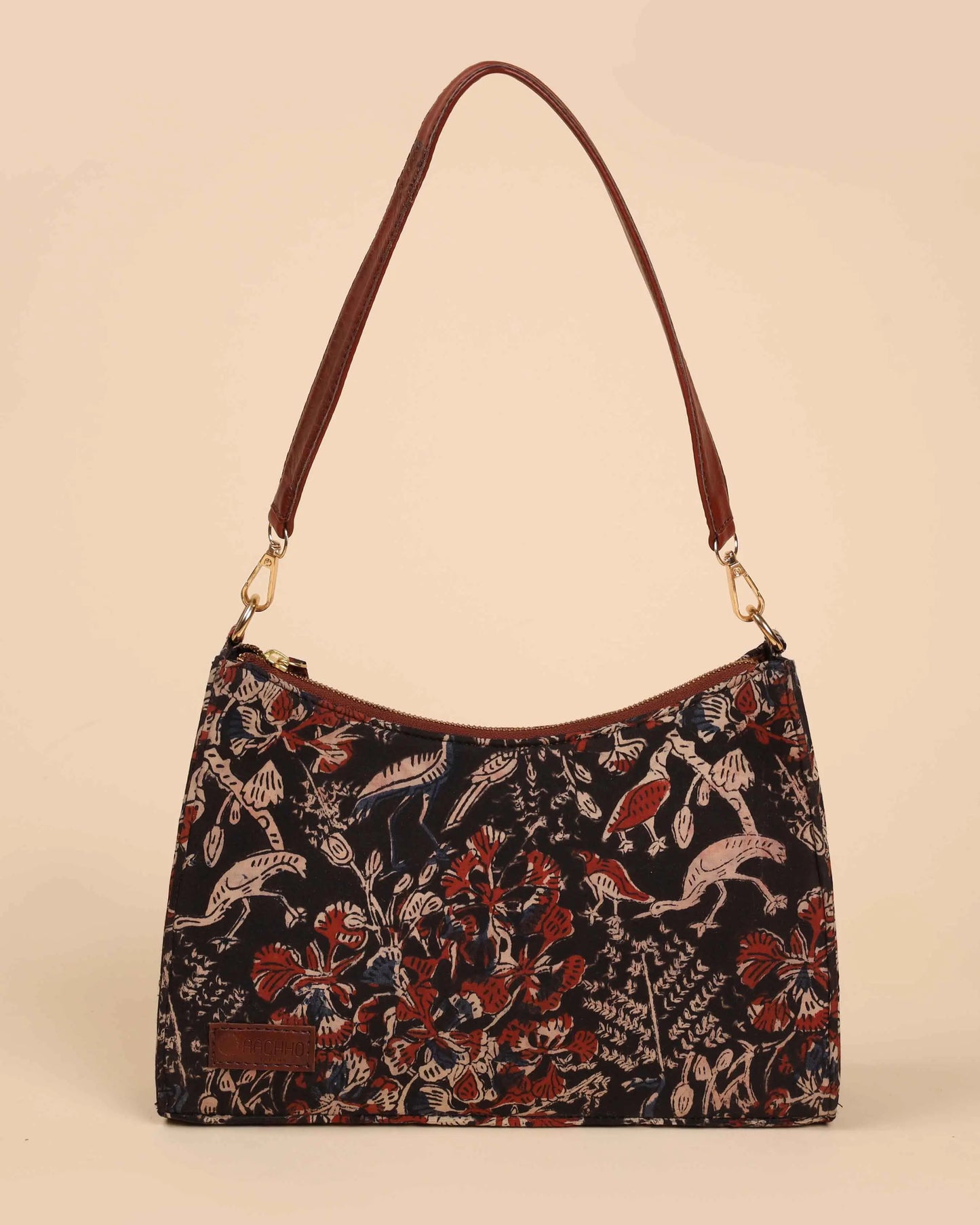 Charcoal Chic Handblock Baguette Bag My Store