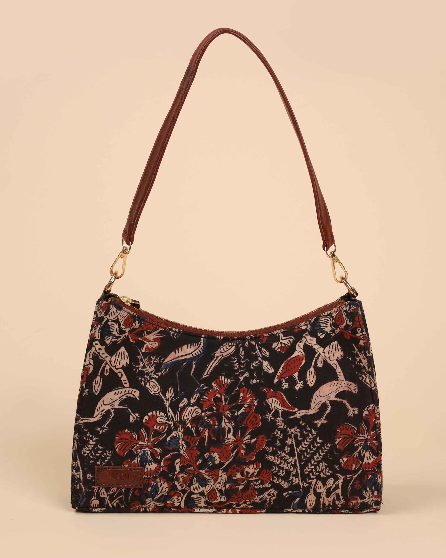 Charcoal Chic Handblock Baguette Bag My Store