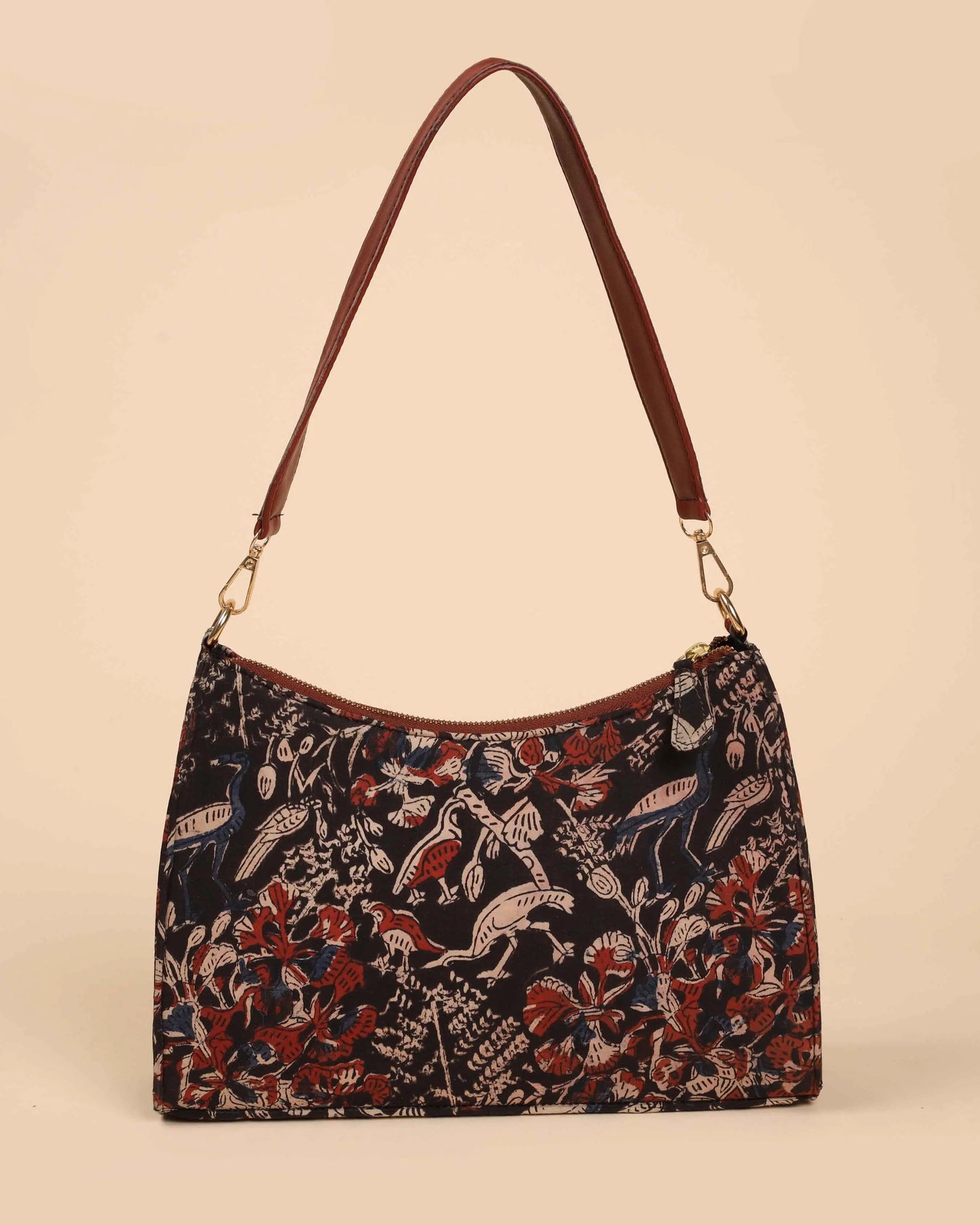 Charcoal Chic Handblock Baguette Bag My Store